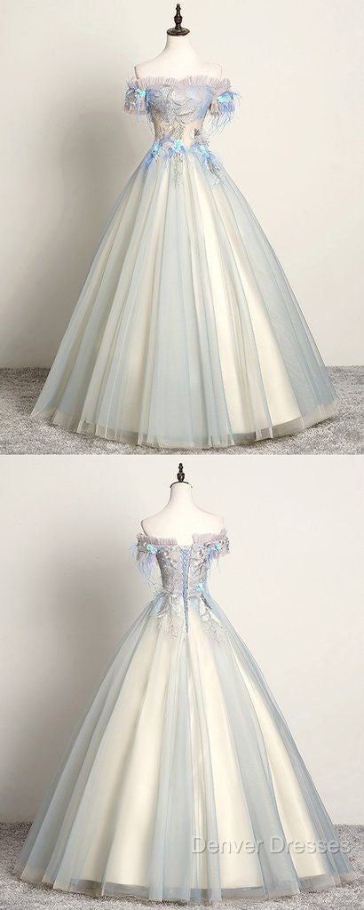 Unique Sweetheart Long Off Shoulder Party Dress, Lace Prom Dress