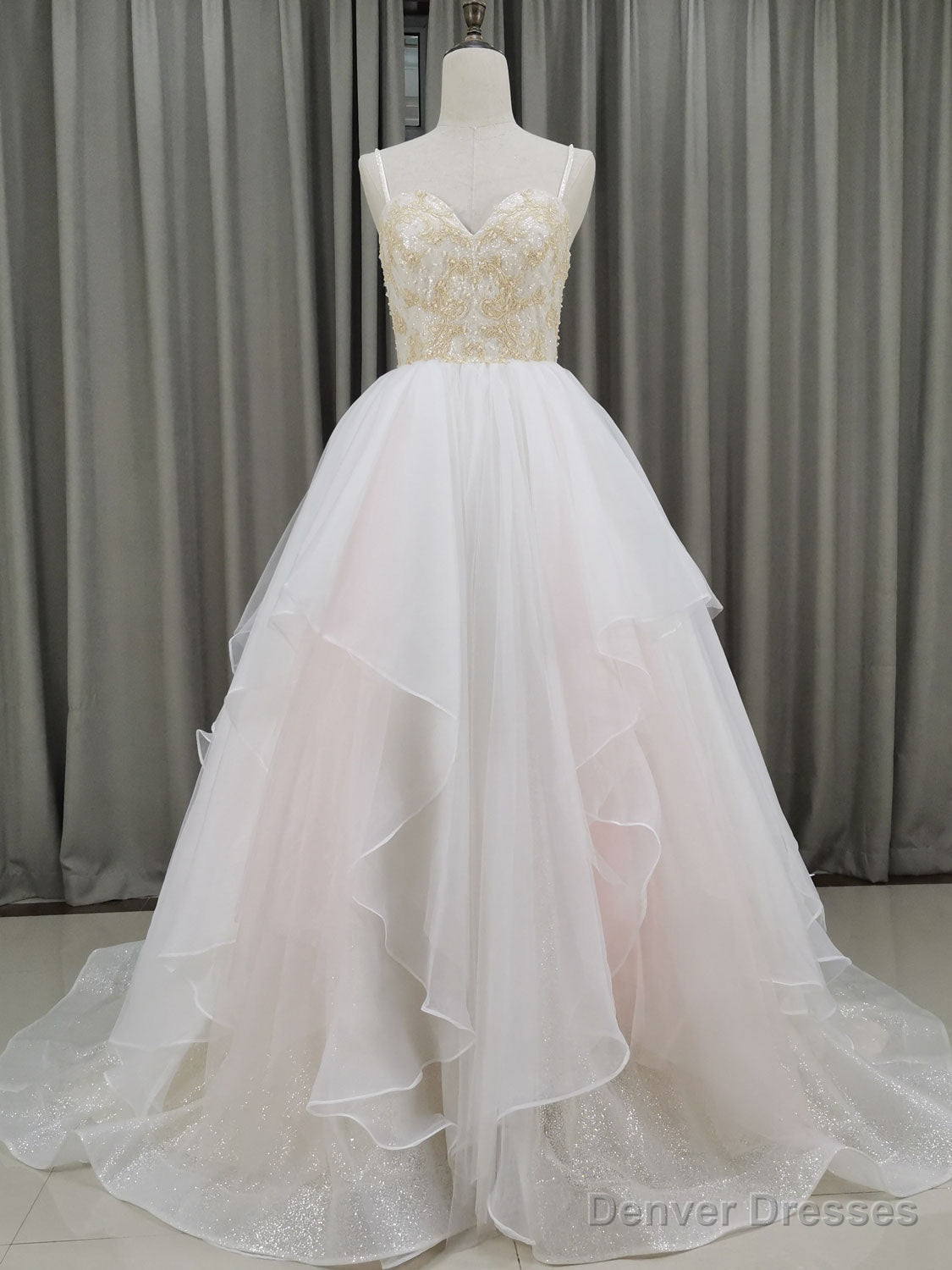 Unique Sweetheart Neck Tulle Long Prom Dresses, Tulle Graduation With Beading Sequin Secondary image