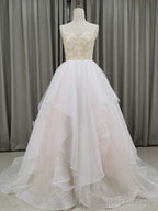 Unique Sweetheart Neck Tulle Long Prom Dresses, Tulle Graduation With Beading Sequin