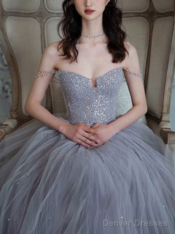 Unique Sweetheart Sequin Tulle Long Prom Dress Tulle Evening Dress Secondary image