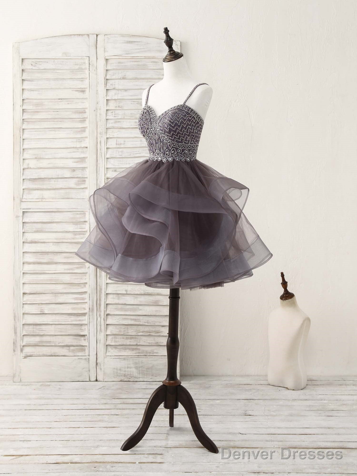 Unique Sweetheart Tulle Beads Short Prom Dress Cute Homecoming Dress Secondary image