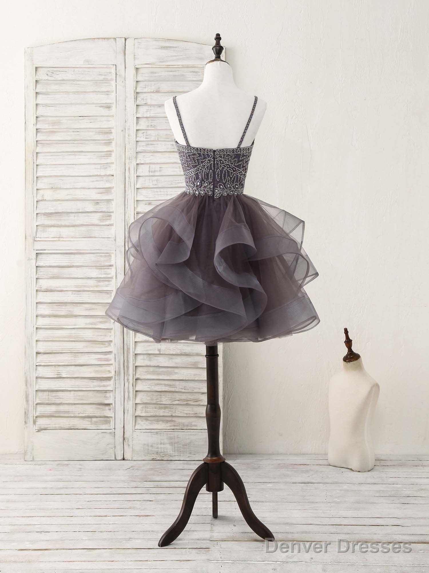 Unique Sweetheart Tulle Beads Short Prom Dress Cute Homecoming Dress Main image