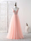 Unique Tulle Beads Long Prom Dress, Tulle Evening Dress