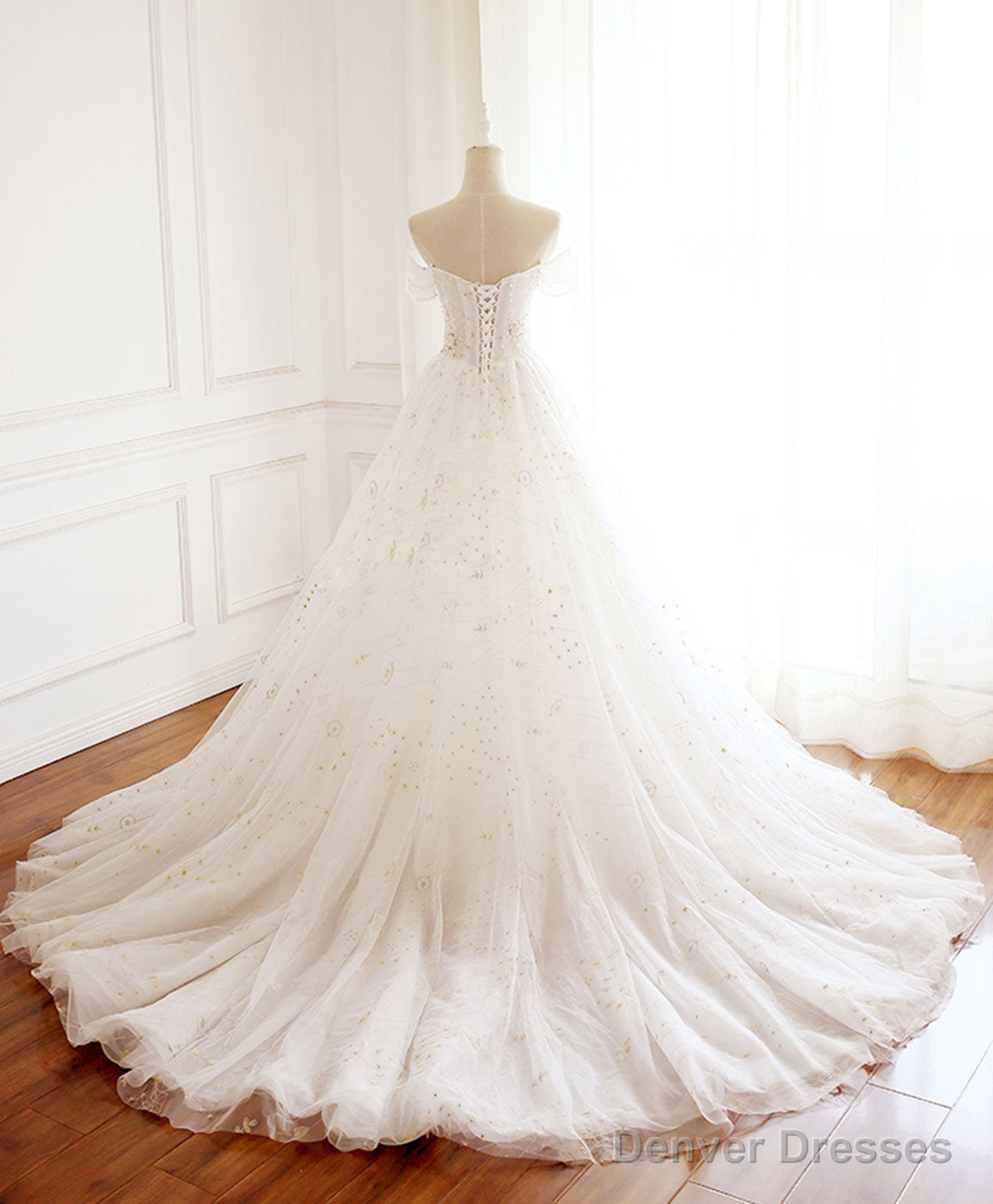 Unique Tulle Lace Long Prom Dress Tulle Lace Evening Dress