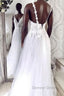 Unique v neck tulle lace long prom Dress tulle lace evening Dress