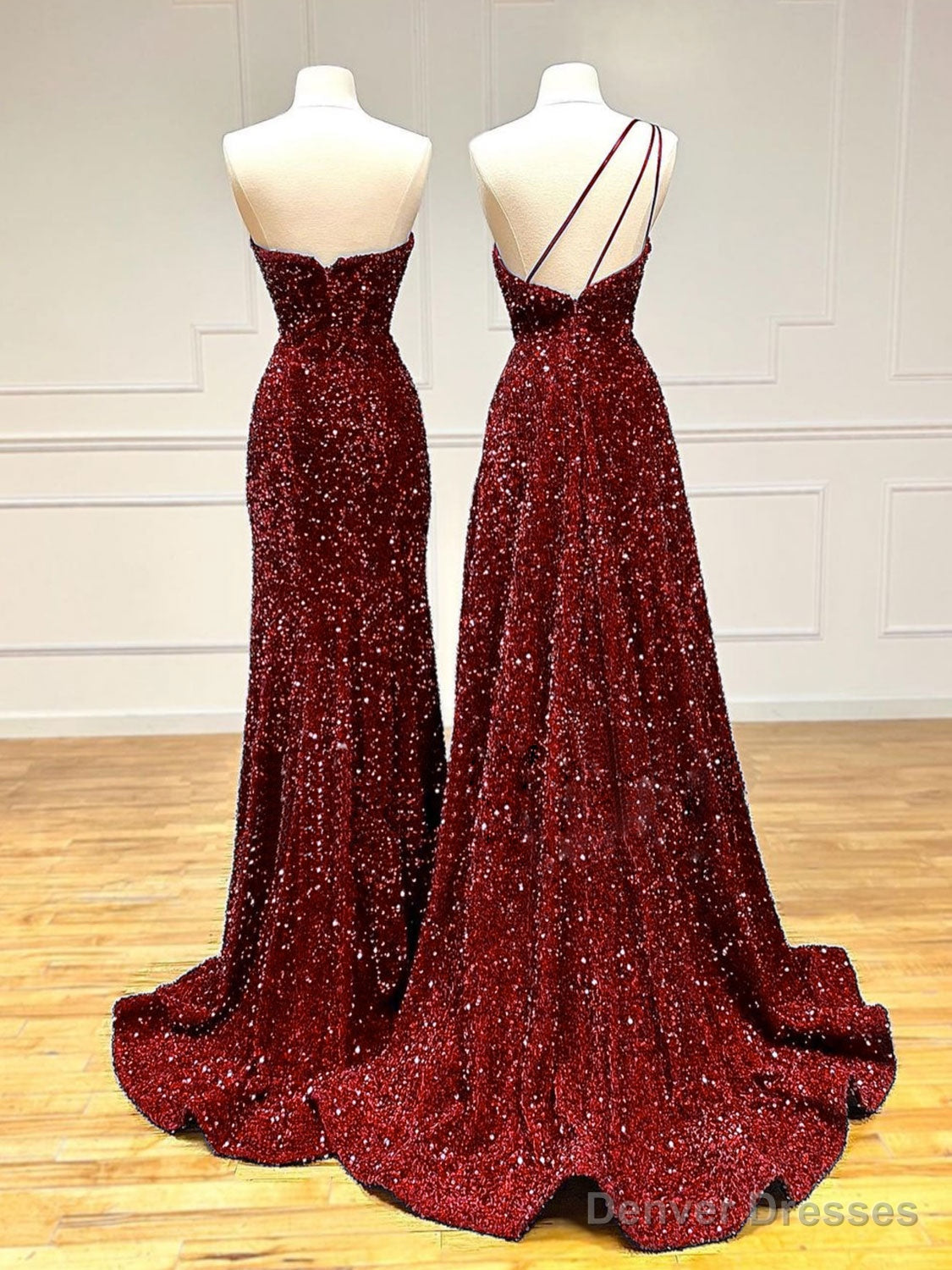 Unique Velvet Sequin Mermaid Burgundy Long Prom Dress, Burgundy Formal Evening Dress Secondary image