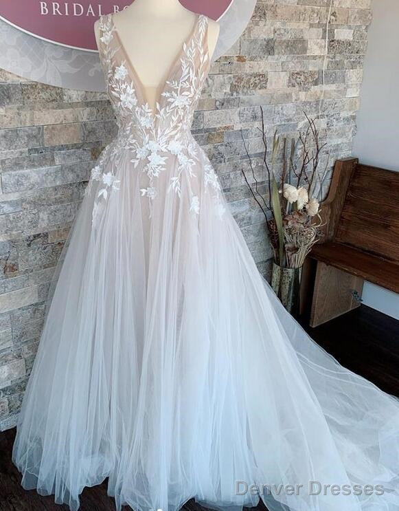 V-Neck A-Line Wedding Dress, Bridal Gown ,Dresses For Brides Secondary image