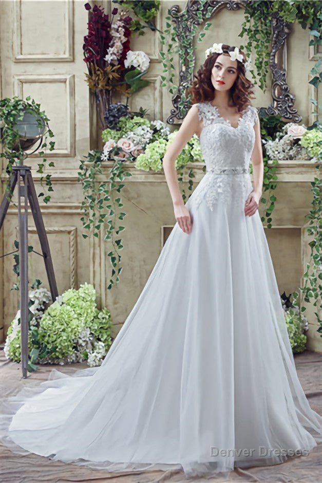 V-Neck A-Line Wedding Dresses
