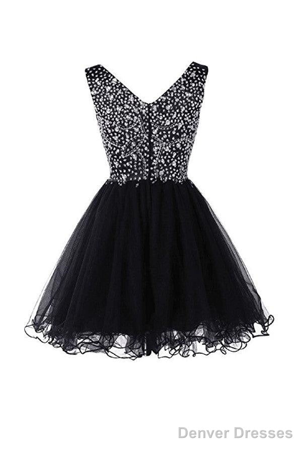 V-Neck Beads Chiffon Homecoming Dress Short Prom Dress