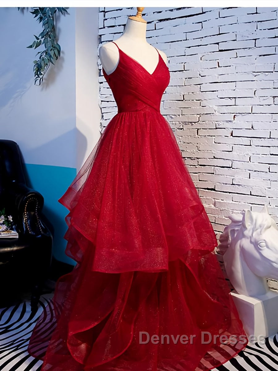 V Neck Burgundy Prom Dress, Wine Red V Neck Formal Evening Dress