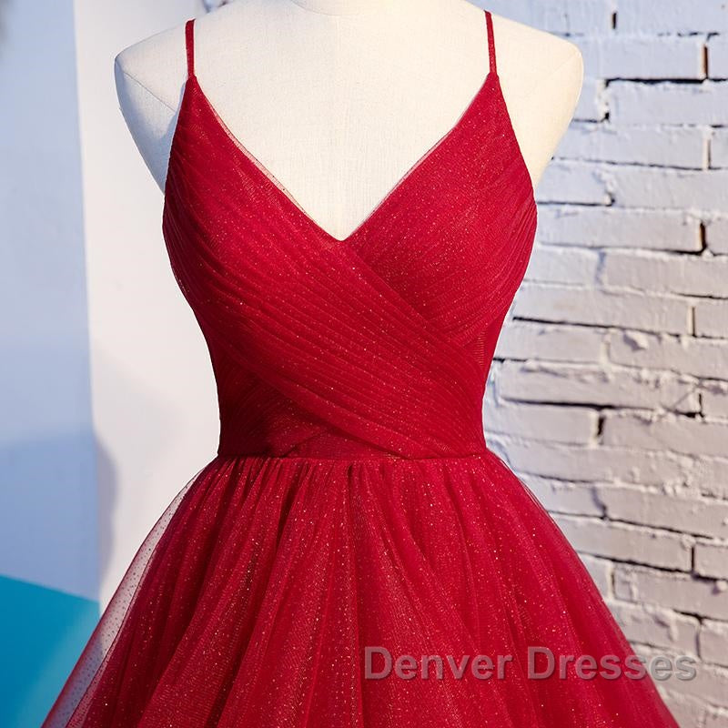 V Neck Burgundy Prom Dress, Wine Red V Neck Formal Evening Dress