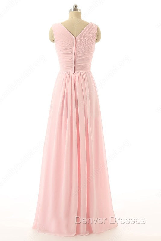 V-Neck Chiffon With Flower(S) Bridesmaid Dress