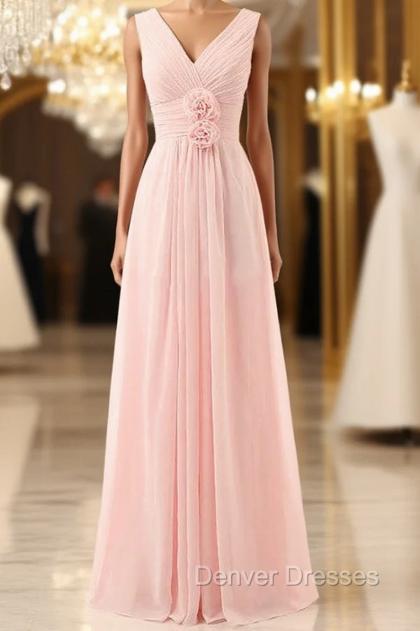 V-Neck Chiffon With Flower(S) Bridesmaid Dress Main image