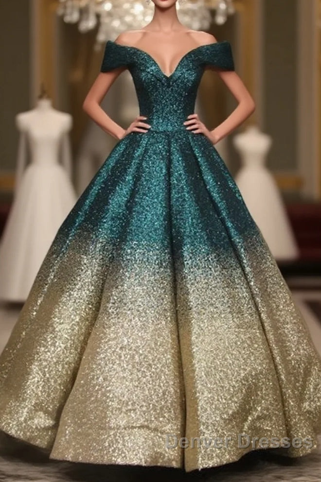 V-Neck Off The Shoulder Sequins Ball Gowns Quinceanera Dress Main image