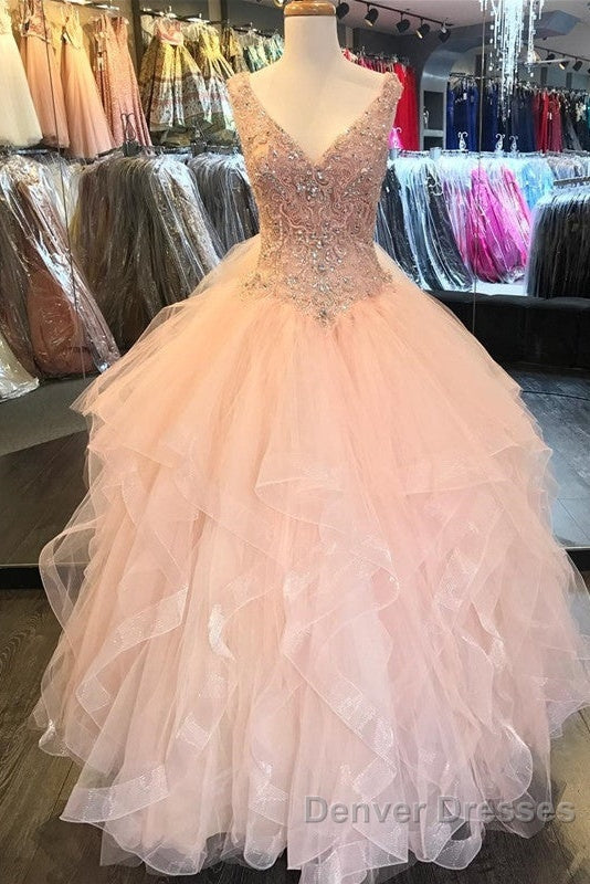 V Neck Organza Ruffles Ball Gown Quinceanera Dress Secondary image