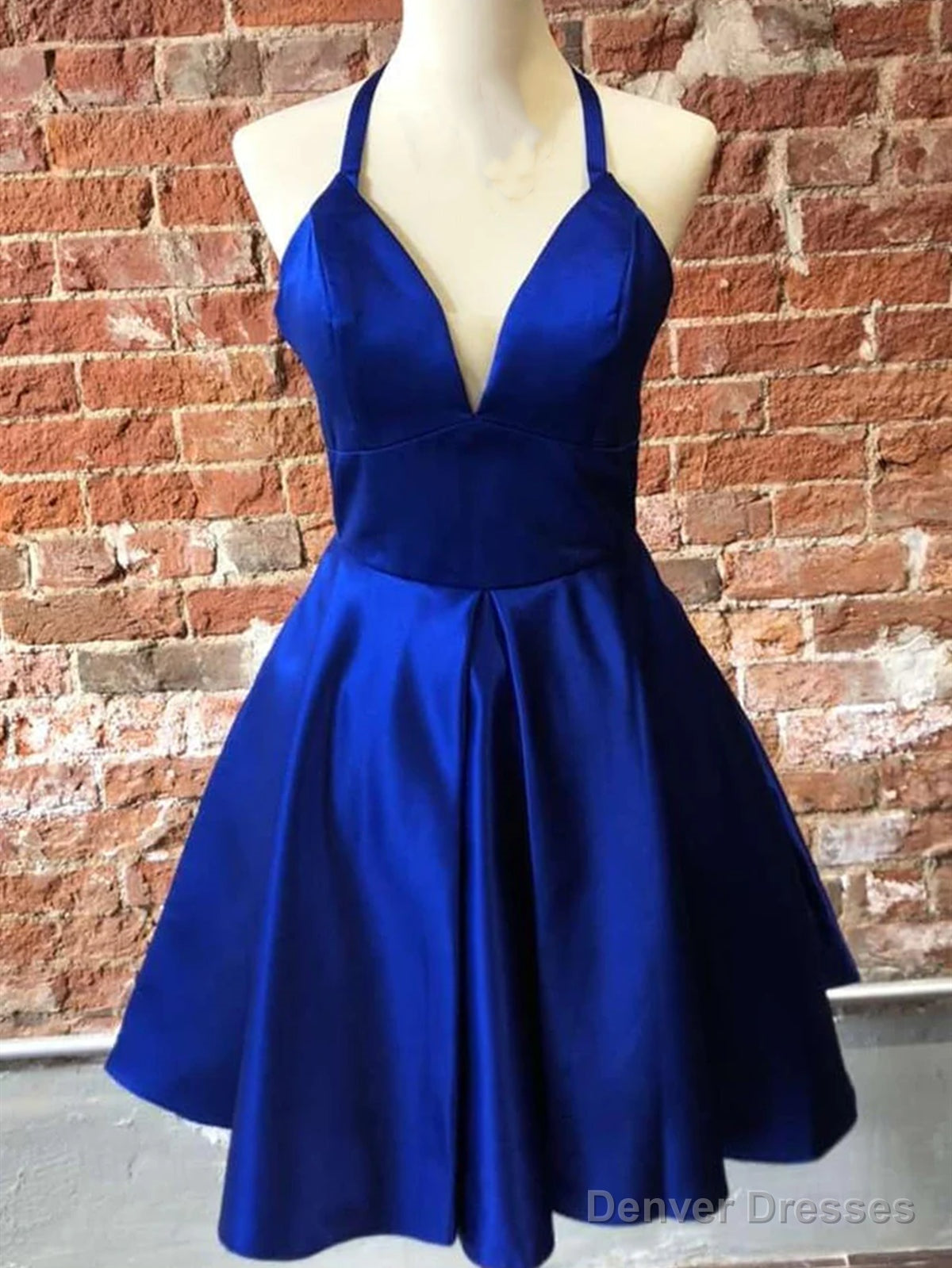 V Neck Short Blue Prom Dresses, Short Blue V Neck Formal Homecoming Dresses Main image