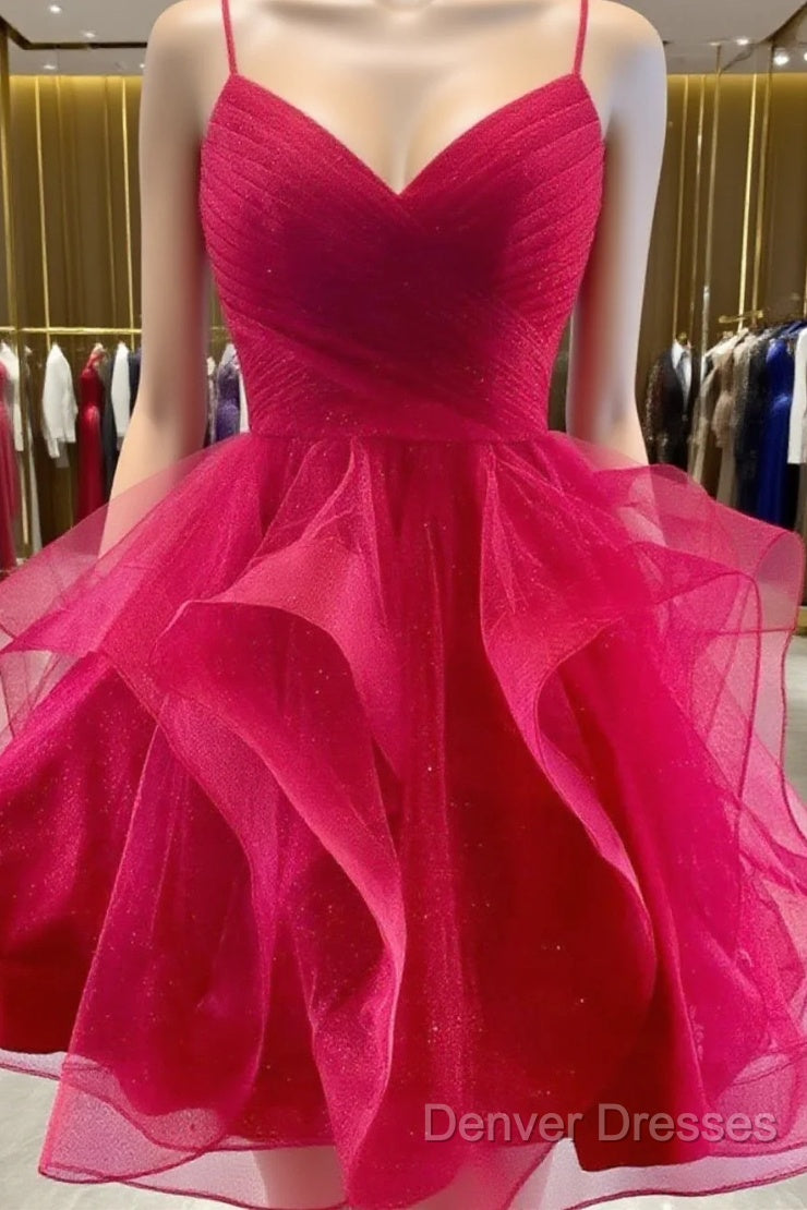 V Neck Short Burgundy Prom Dress, Short Burgundy Formal Homecoming Graduation Dress Main image