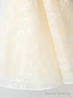 V Neck Short Champagne Lace Prom Dresses, Short Champagne Lace Formal Homecoming Dresses