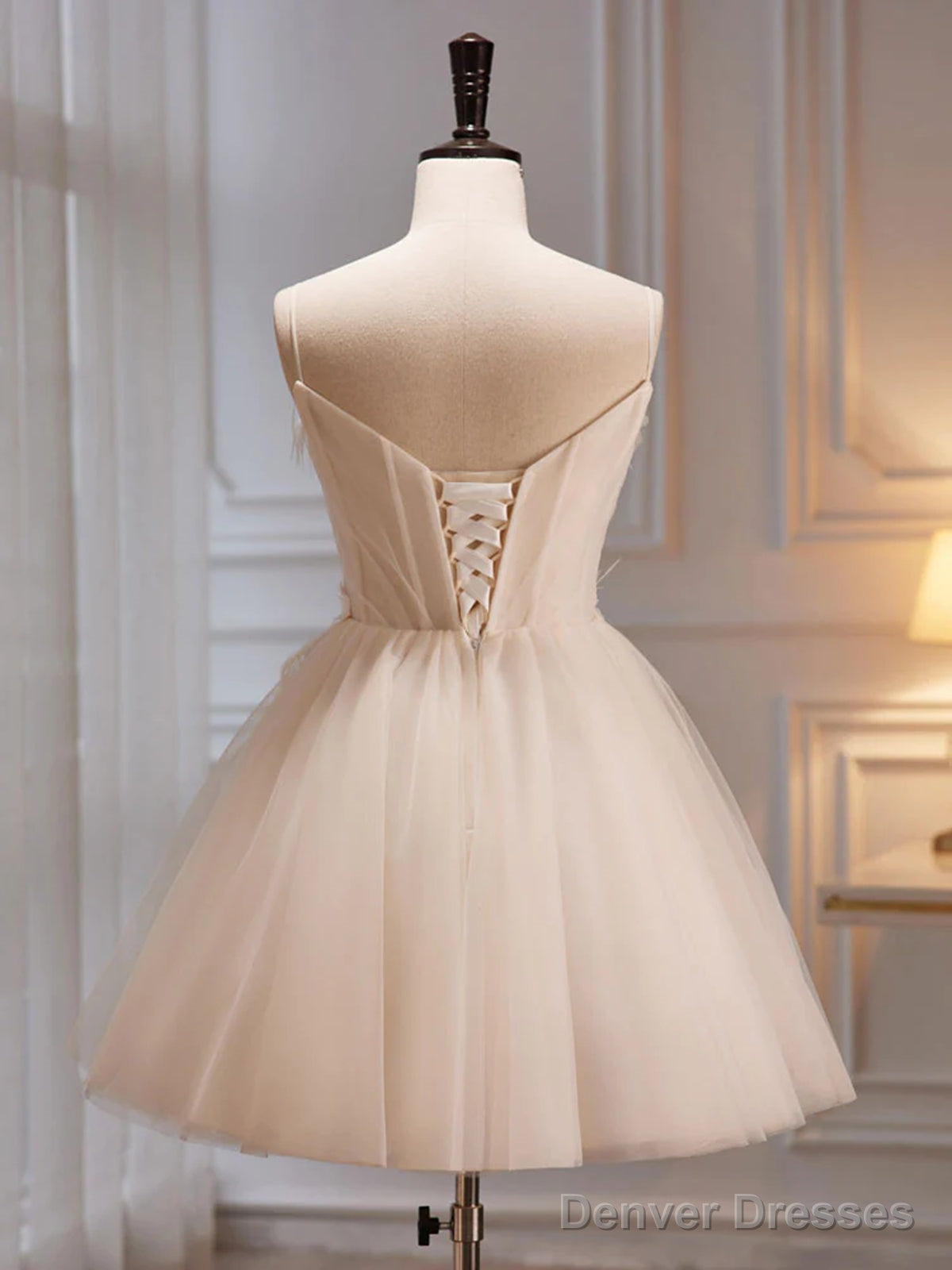 V Neck Short Champagne Prom Dresses, Short V Neck Chamapgne Graduation Homecoming Dresses Secondary image