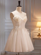 V Neck Short Champagne Prom Dresses, Short V Neck Chamapgne Graduation Homecoming Dresses