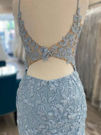 V Neck Short Light Blue Lace Prom Dress, V Neck Blue Lace Short Graduation Homecoming Dress