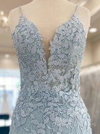 V Neck Short Light Blue Lace Prom Dress, V Neck Blue Lace Short Graduation Homecoming Dress