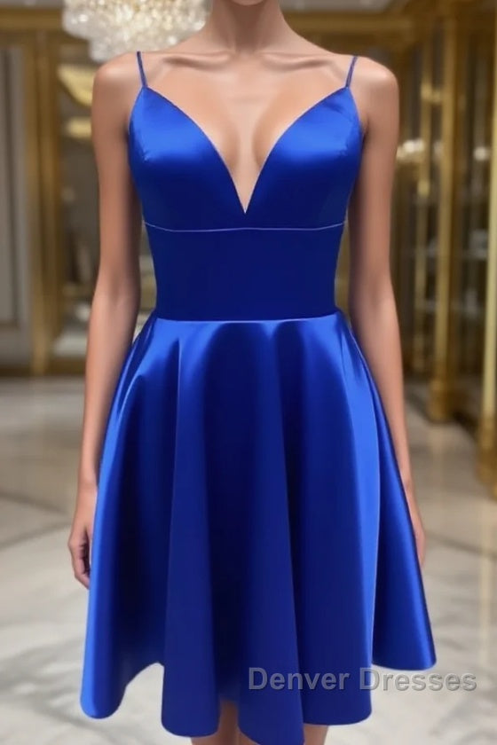 V Neck Short Royal Blue Prom Dress, Short Royal Blue Formal Homecoming Dress Main image