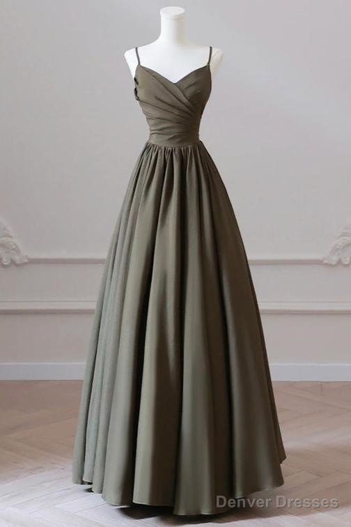V-neck Spaghetti Strap Floor Length Prom Dress A-Line Backless Evening Party Dress Main image