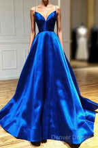 V-Neck Spaghetti Straps Criss-Cross Back Prom Dress Evening Dress