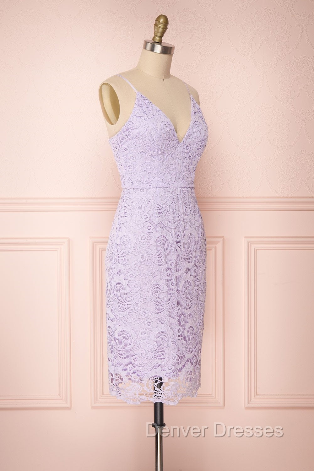 V-Neck Spaghetti Straps Lace Short Bridesmaids Dress Secondary image