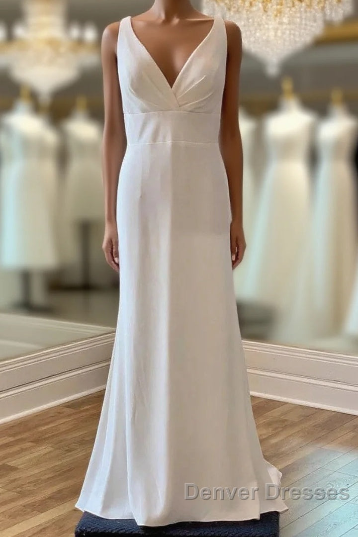 V-Neck Square Back Long Bridal Gown Main image