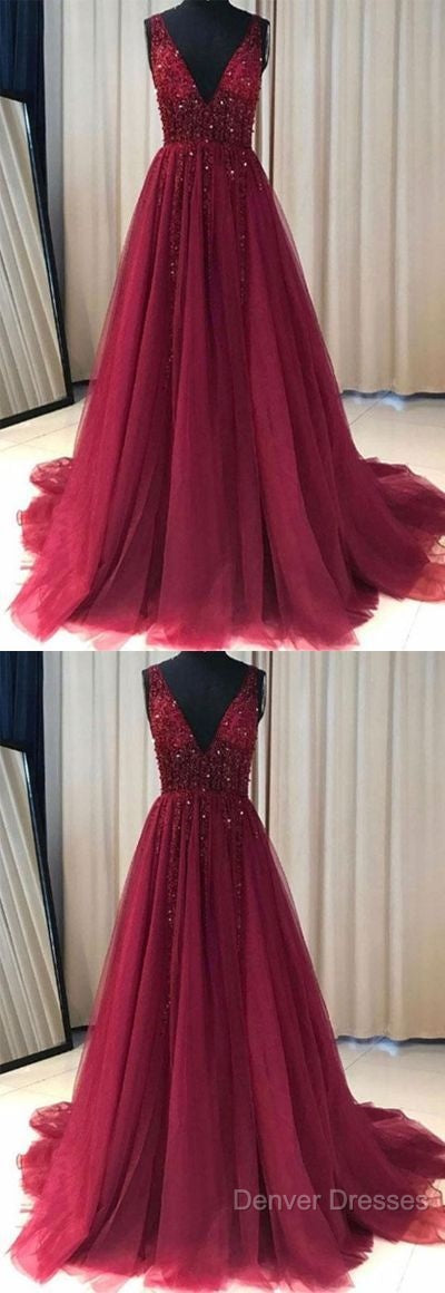 V Neckline Prom Dress Long , Evening Dress, Formal Dress, Graduation School Party Dance Dress