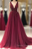 V Neckline Prom Dress Long , Evening Dress, Formal Dress, Graduation School Party Dance Dress