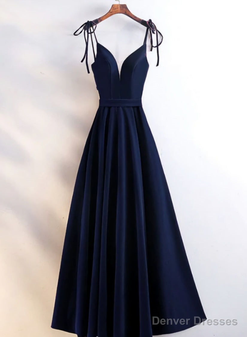 Velvet Straps Long V-neckline Long Party Dress, Velvet Bridesmaid Dresses Main image