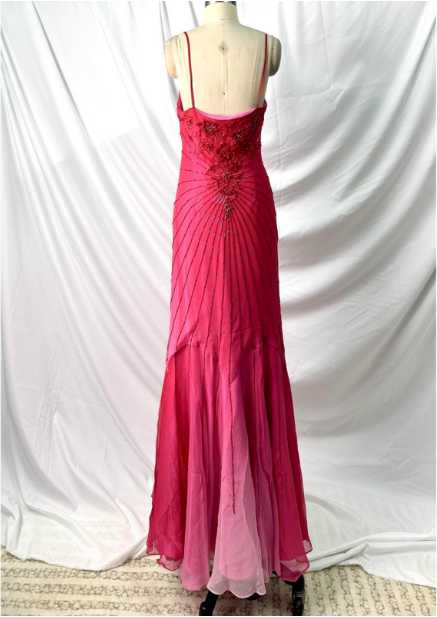 Vibrant Mermaid Thin Strap V-Neck Beaded Chiffon Long Prom Dress Evening Dress