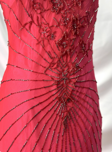 Vibrant Mermaid Thin Strap V-Neck Beaded Chiffon Long Prom Dress Evening Dress