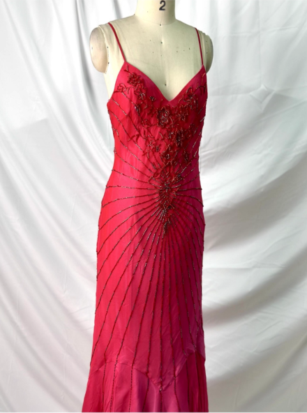 Vibrant Mermaid Thin Strap V-Neck Beaded Chiffon Long Prom Dress Evening Dress