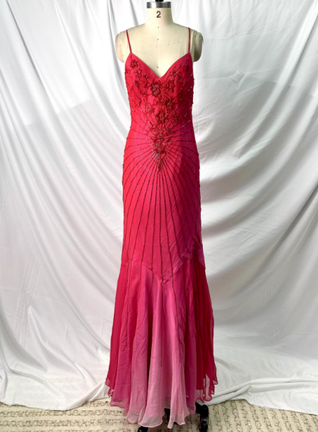 Vibrant Mermaid Thin Strap V-Neck Beaded Chiffon Long Prom Dress Evening Dress