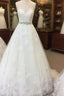 Vintage A-Line Cap Sleeves Crystal Beaded Sashes Wedding Lace Dress