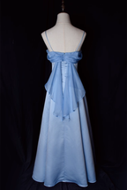 Vintage A Line Spaghetti Straps Blue Long Prom Dress