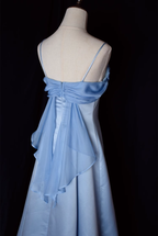 Vintage A Line Spaghetti Straps Blue Long Prom Dress