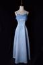 Vintage A Line Spaghetti Straps Blue Long Prom Dress