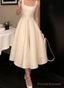 Vintage A-Line Square Neckline Satin Prom Dress Long Formal Dresses