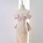 Vintage A Line Strapless Party Dress Pink Prom Dress