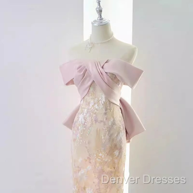 Vintage A Line Strapless Party Dress Pink Prom Dress