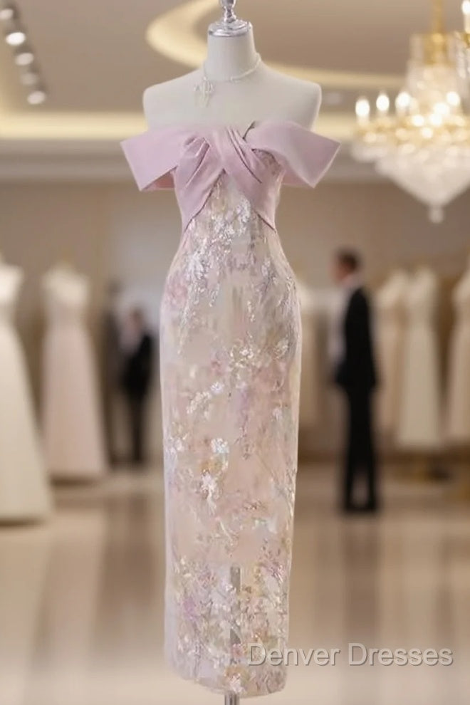 Vintage A Line Strapless Party Dress Pink Prom Dress Main image