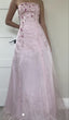 Vintage A Line Strapless Pink Long Prom Dress Party Evening Dress