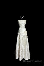 Vintage A Line Strapless White Lace Prom Gown Fairy Prom Dress