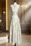 Vintage A Line Strapless White Lace Prom Gown Fairy Prom Dress