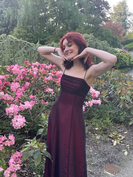 Vintage A Line Straps Burgundy Long Prom Dress Main image